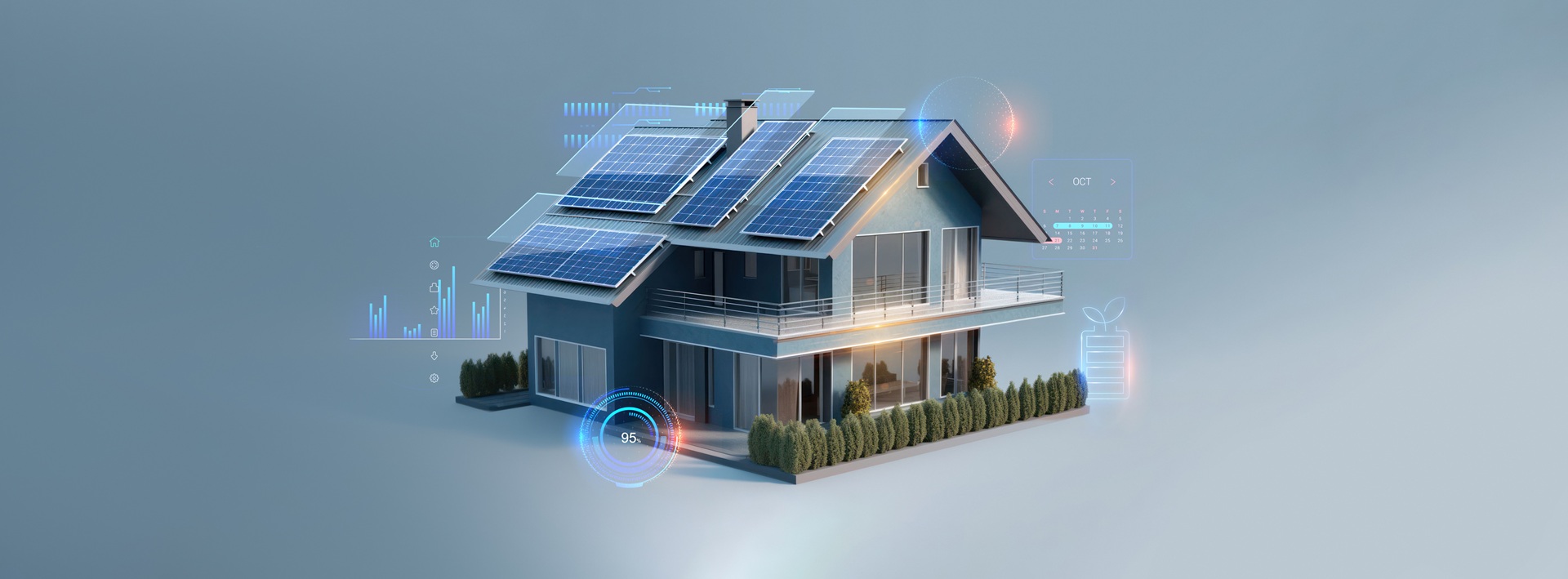Smart Home mit Solaranlage und digitaler Steuerung | Batteriewechselrichter